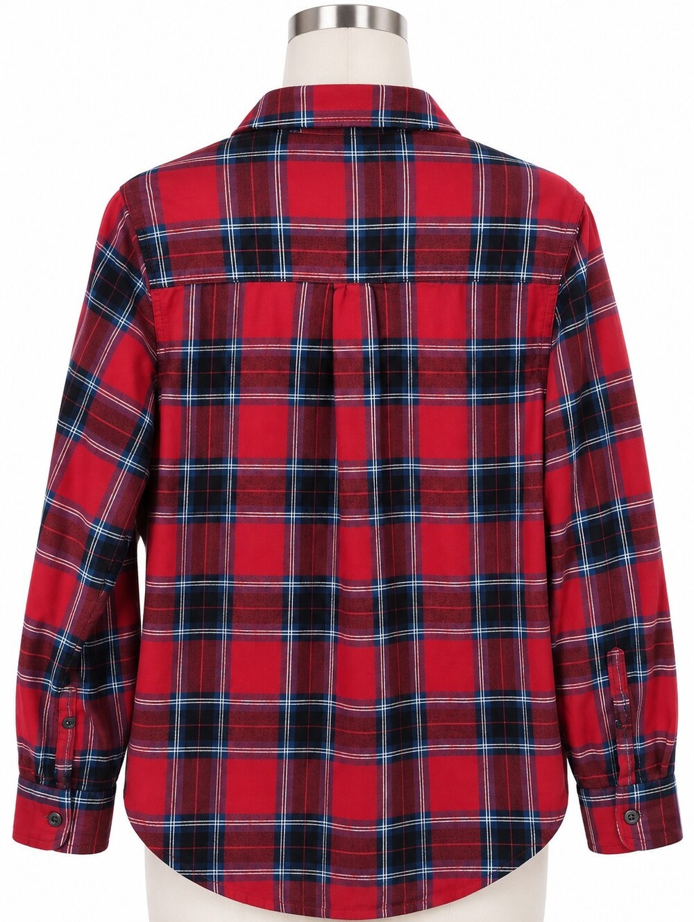 Old Navy The Classic Shirt Women’s M Red Navy Plaid Button Down - Picture 2 of 5